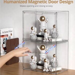 Transparent Magnetic Display Case with Gold Accents